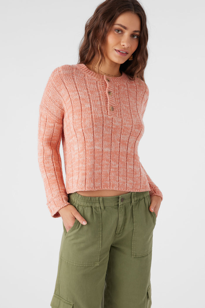 Oceanfront Henley Long Sleeve Sweater - Canyon Clay | O'Neill