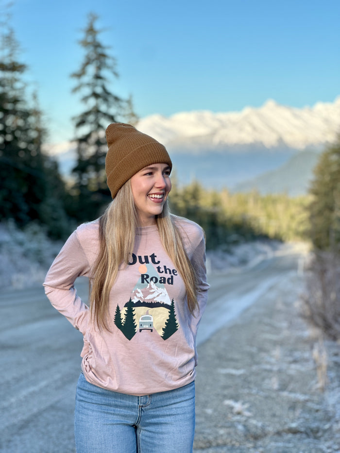 Out The Road Tee - Gravel Pink Long sleeve - Unisex