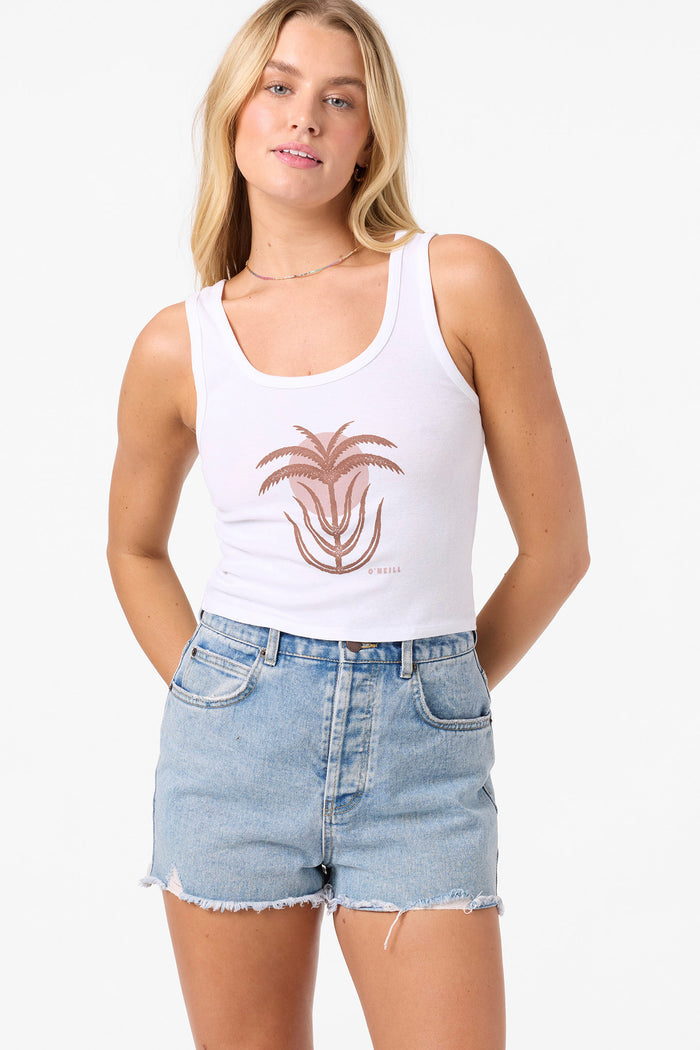 Palm Sun Scoop Neck Tank - White | O'Neill