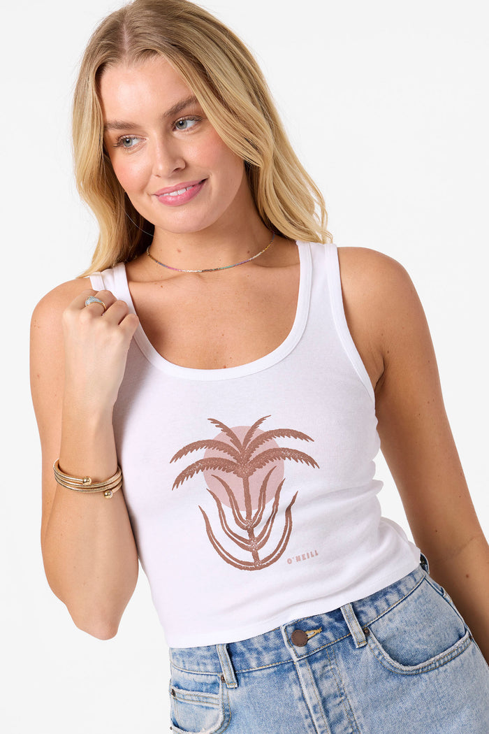 Palm Sun Scoop Neck Tank - White | O'Neill