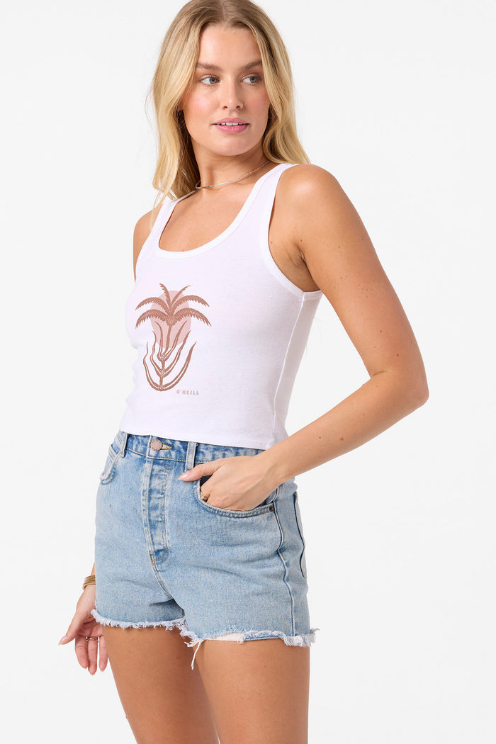 Palm Sun Scoop Neck Tank - White | O'Neill