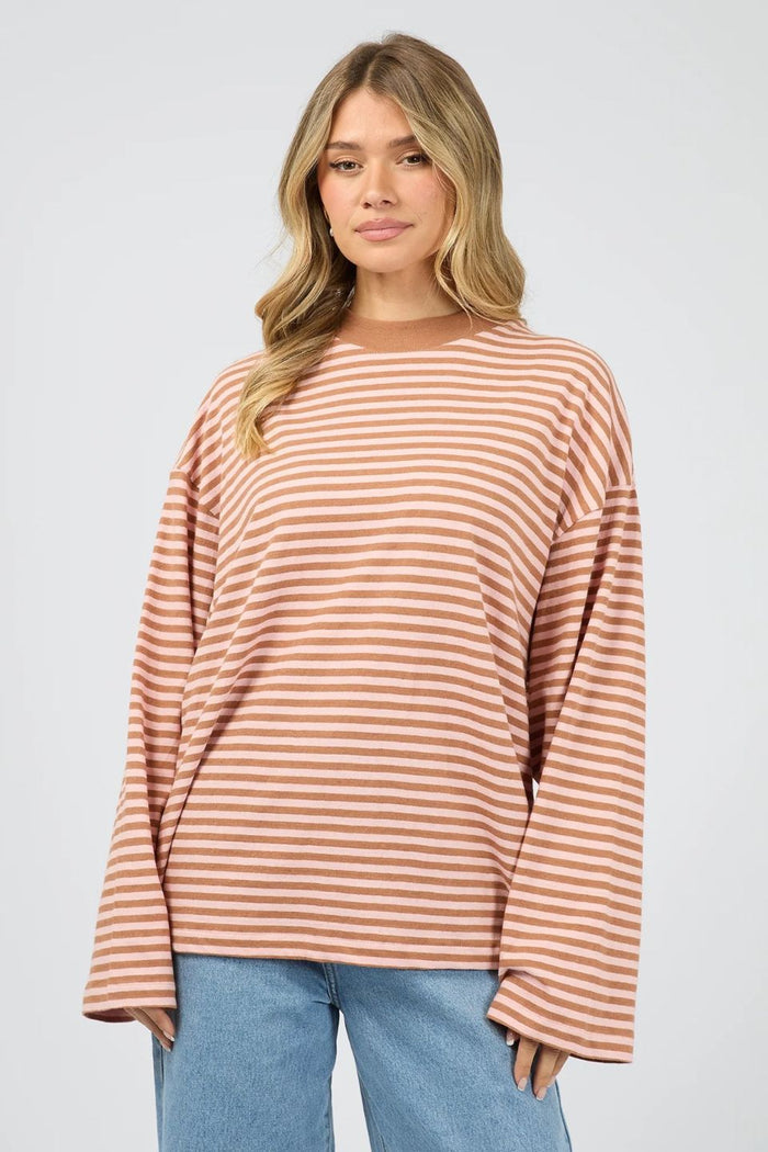 Paloma Cinnamon Pink Stripe LS Cotton Tee