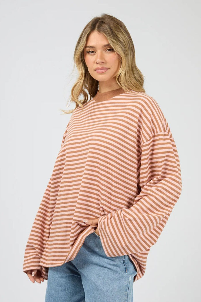 Paloma Cinnamon Pink Stripe LS Cotton Tee