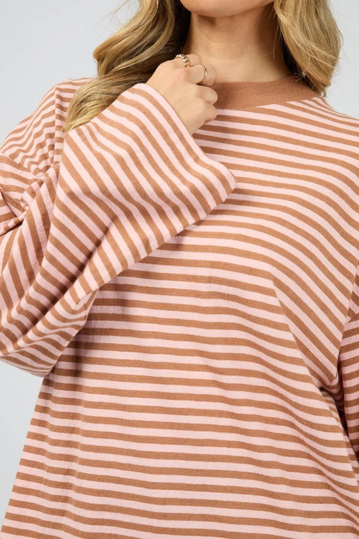Paloma Cinnamon Pink Stripe LS Cotton Tee