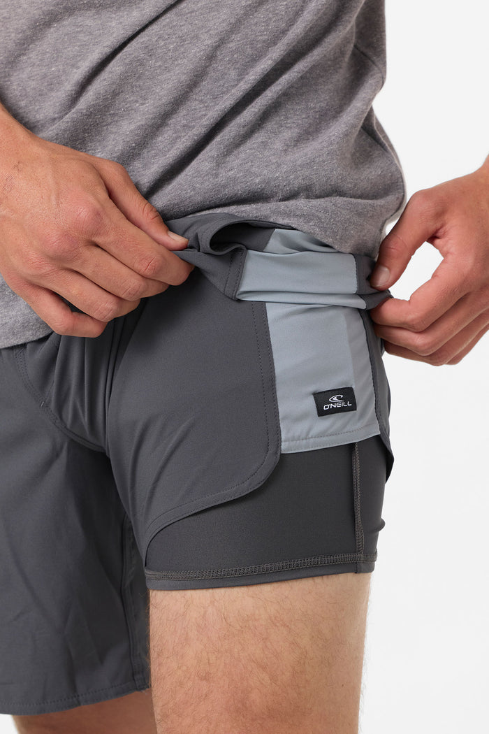Perform Light Tech Panel Lined Elastic Waist 17" Hybrid Shorts - Graphite | O'Neill