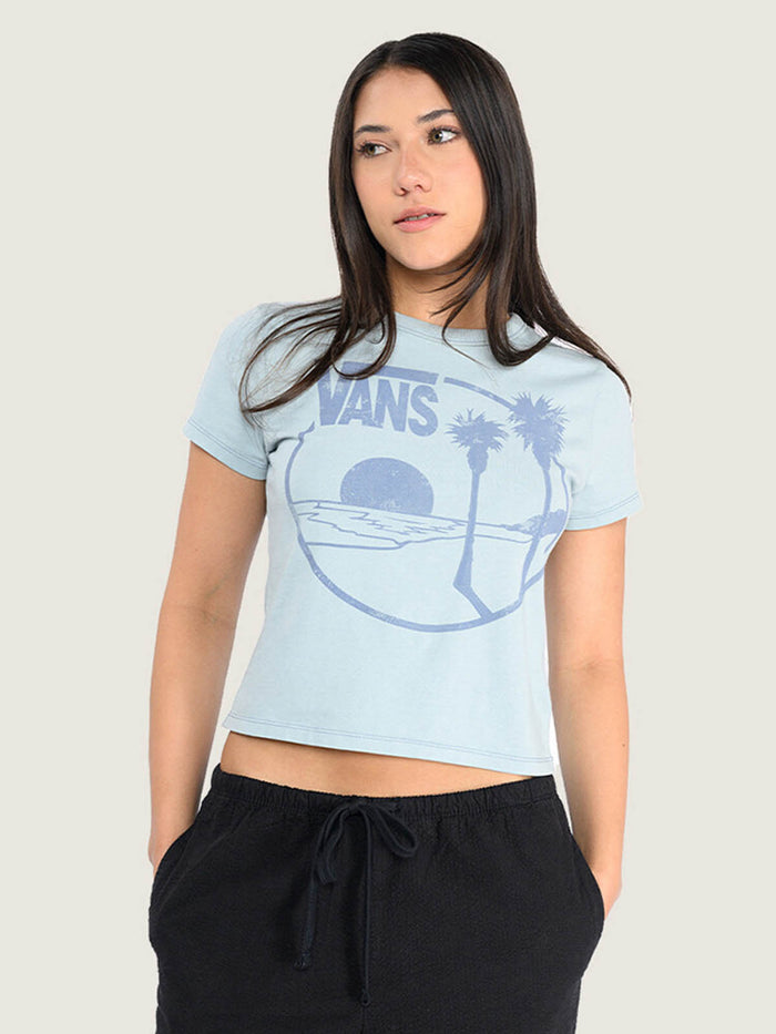 Polera M/C Mujer Sano Baby Tee Celeste Vans