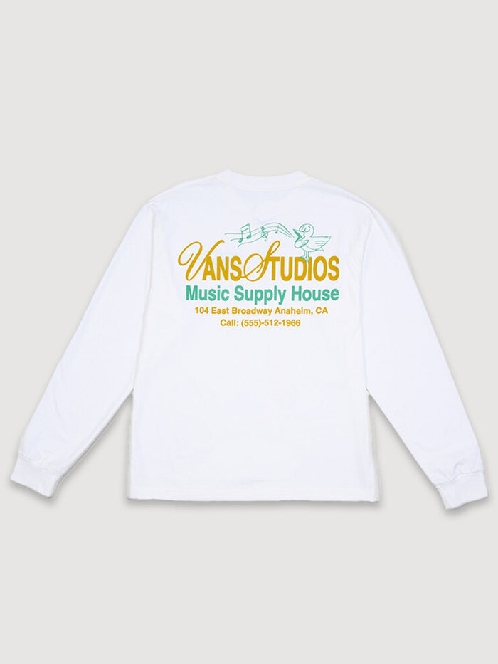 Polera M/L Hombre Music Supply Blanco Vans