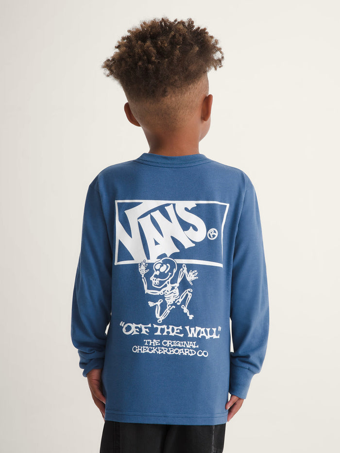 Polera M/L Niño Checker Bones Azul Vans
