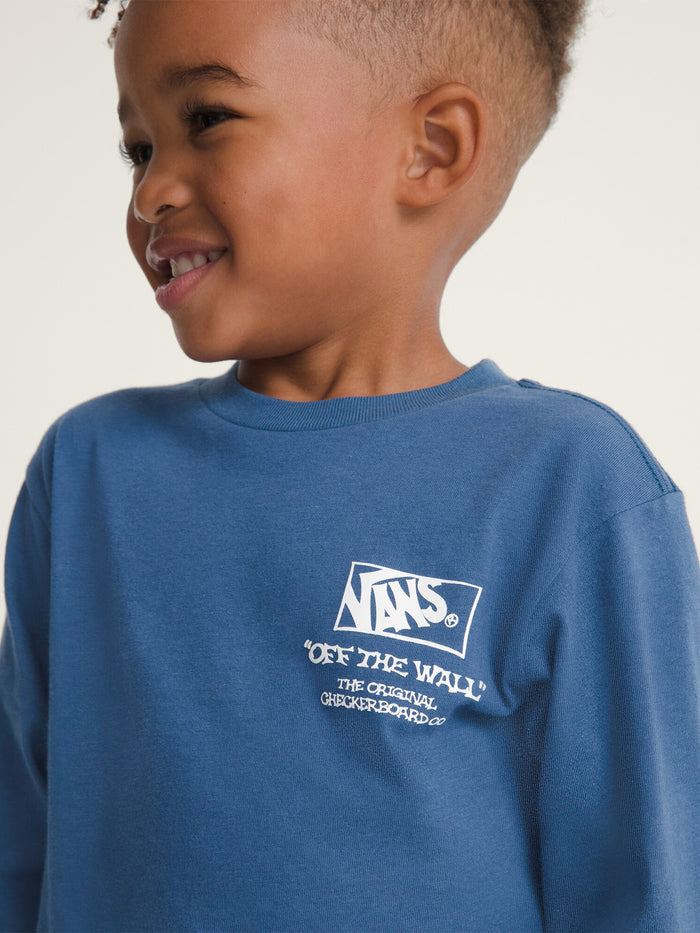 Polera M/L Niño Checker Bones Azul Vans