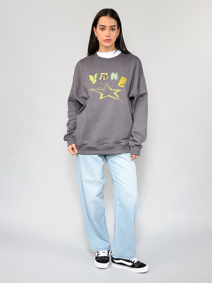 Polerón Mujer Perforate Os Crew Gris Vans