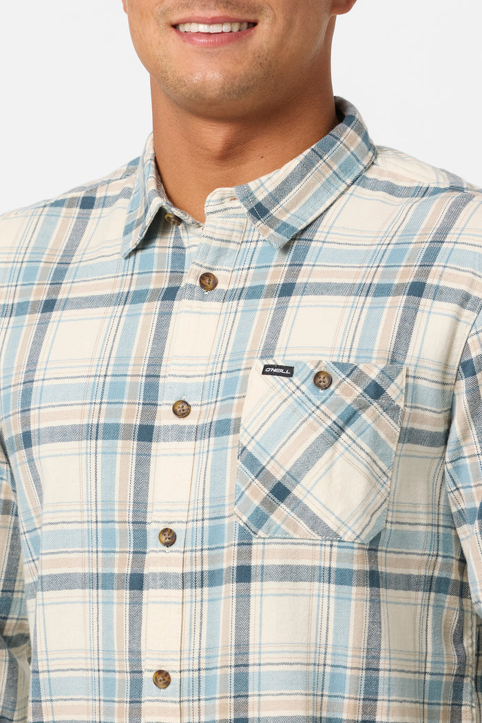 Redmond Plaid Flannel Standard Fit Long Sleeve Shirt - Cream | O'Neill