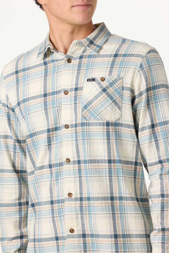 Redmond Plaid Flannel Standard Fit Long Sleeve Shirt - Cream | O'Neill