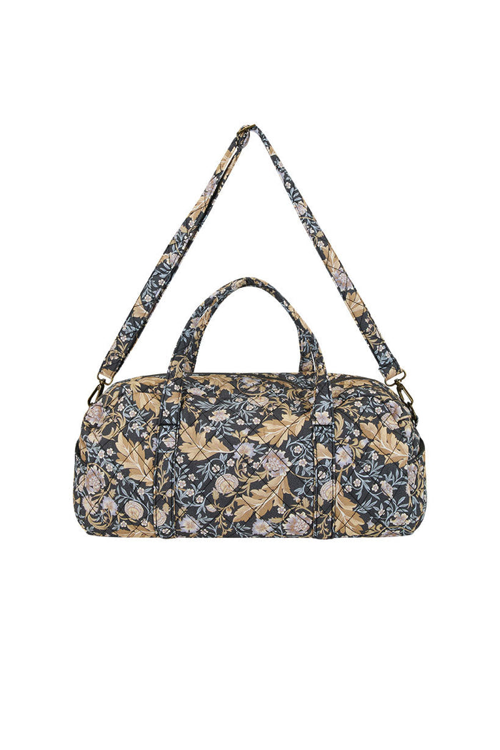 Spell Renew Quilted Duffle Bag in Nightshade, ECOVERO viscose with floral print and removable strap