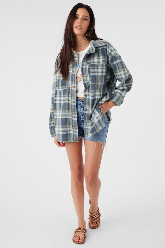 Rune Superfleece Oversized Fit Shacket - Silver Blue | O'Neill
