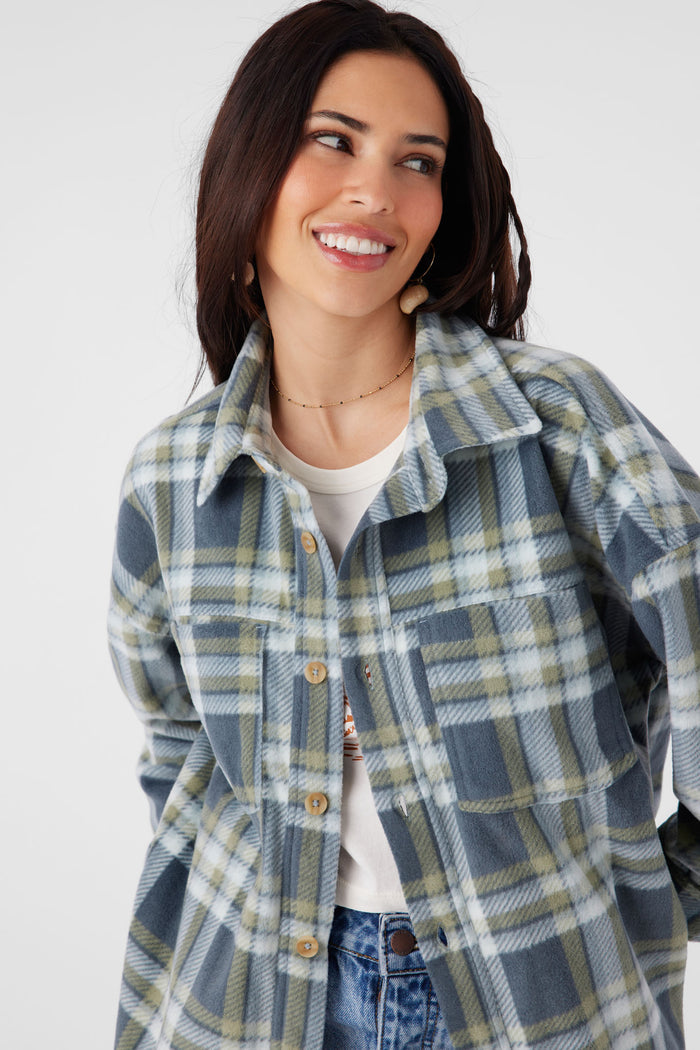Rune Superfleece Oversized Fit Shacket - Silver Blue | O'Neill