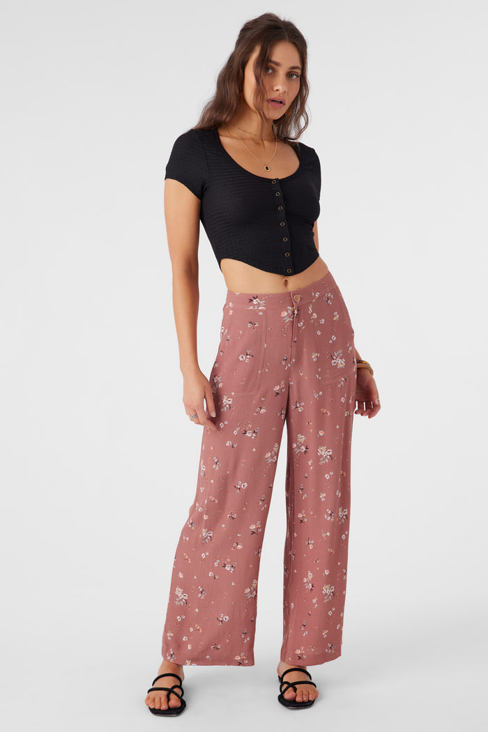 Rylan Venus Ditsy Wide Leg Pants - Burlwood | O'Neill