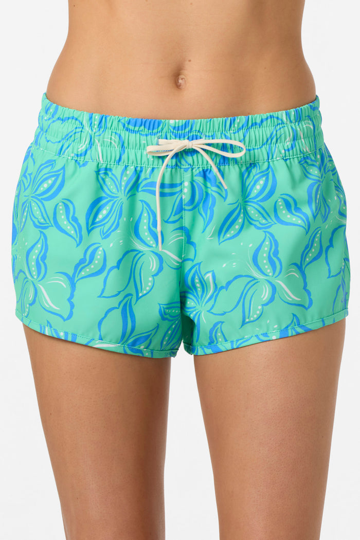 Saltwater Essentials Balboa Printed 2" Elastic Boardshorts - Jade Cream | O'Neill