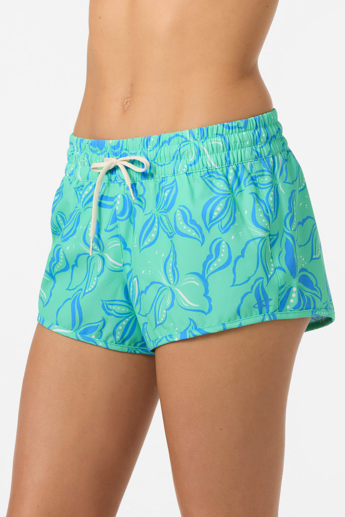 Saltwater Essentials Balboa Printed 2" Elastic Boardshorts - Jade Cream | O'Neill