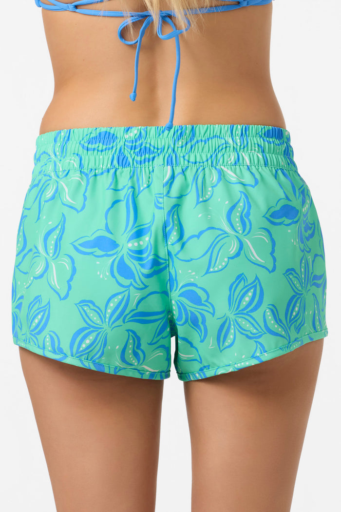 Saltwater Essentials Balboa Printed 2" Elastic Boardshorts - Jade Cream | O'Neill