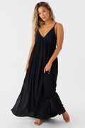 Saltwater Solids Mel Maxi Cover-Up Dress - Black | O'Neill