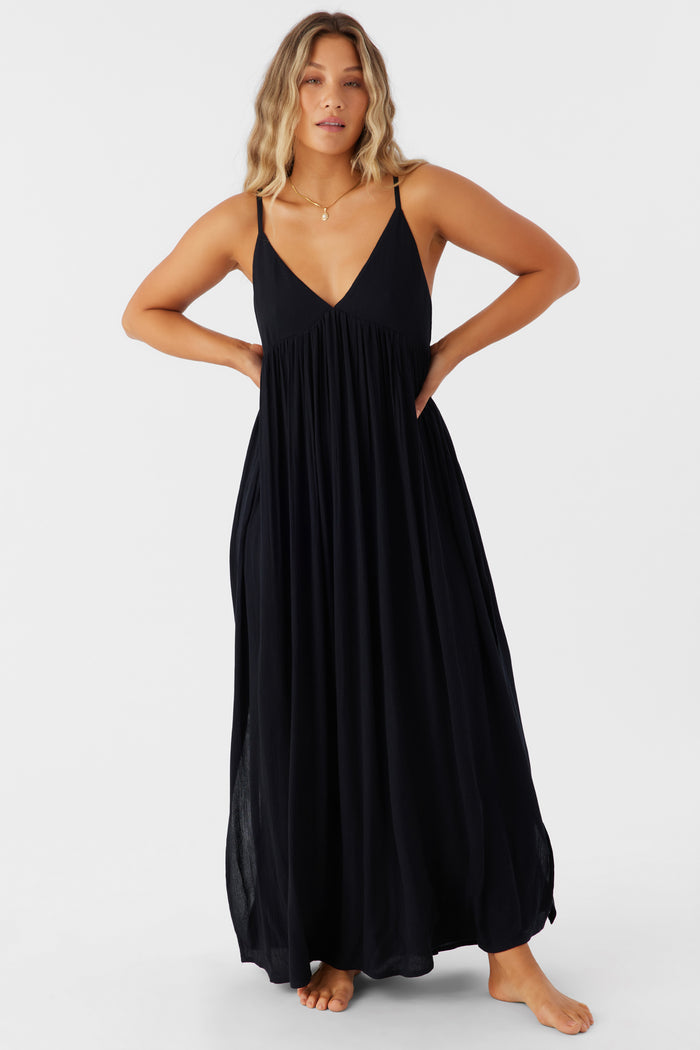 Saltwater Solids Mel Maxi Cover-Up Dress - Black | O'Neill