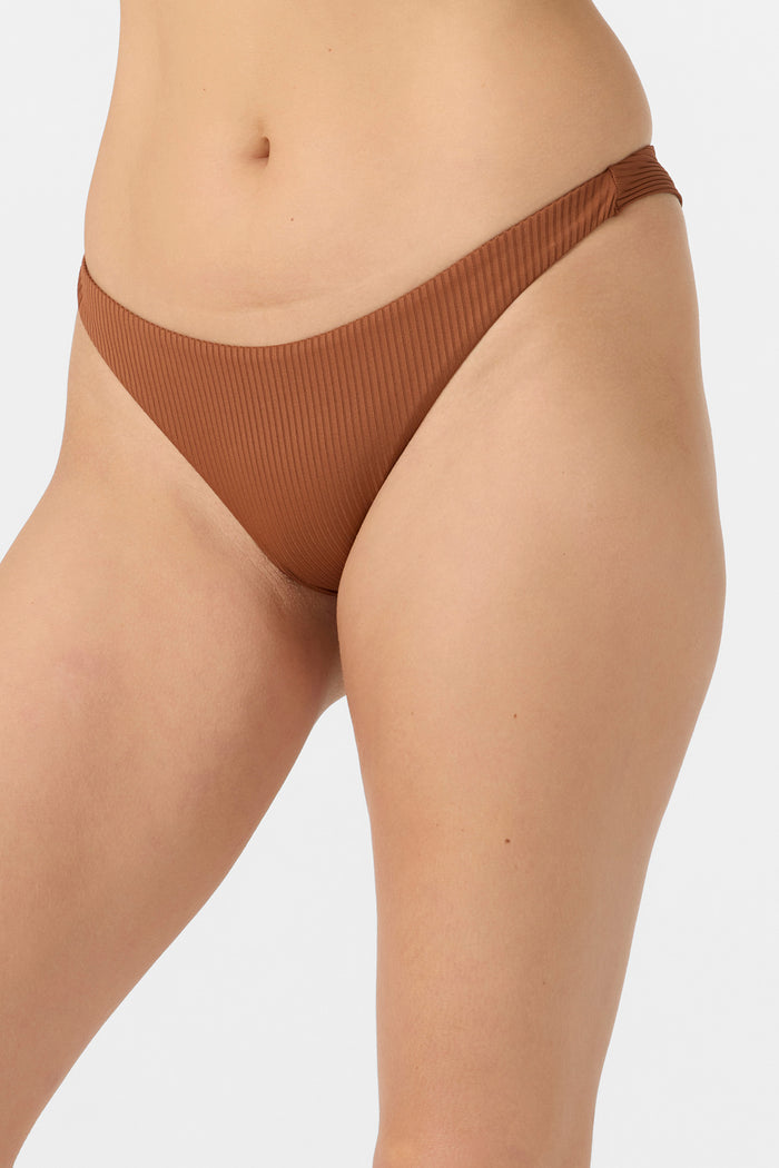 Saltwater Solids Rib Hermosa Skimpy Bottoms - Rustic Brown | O'Neill