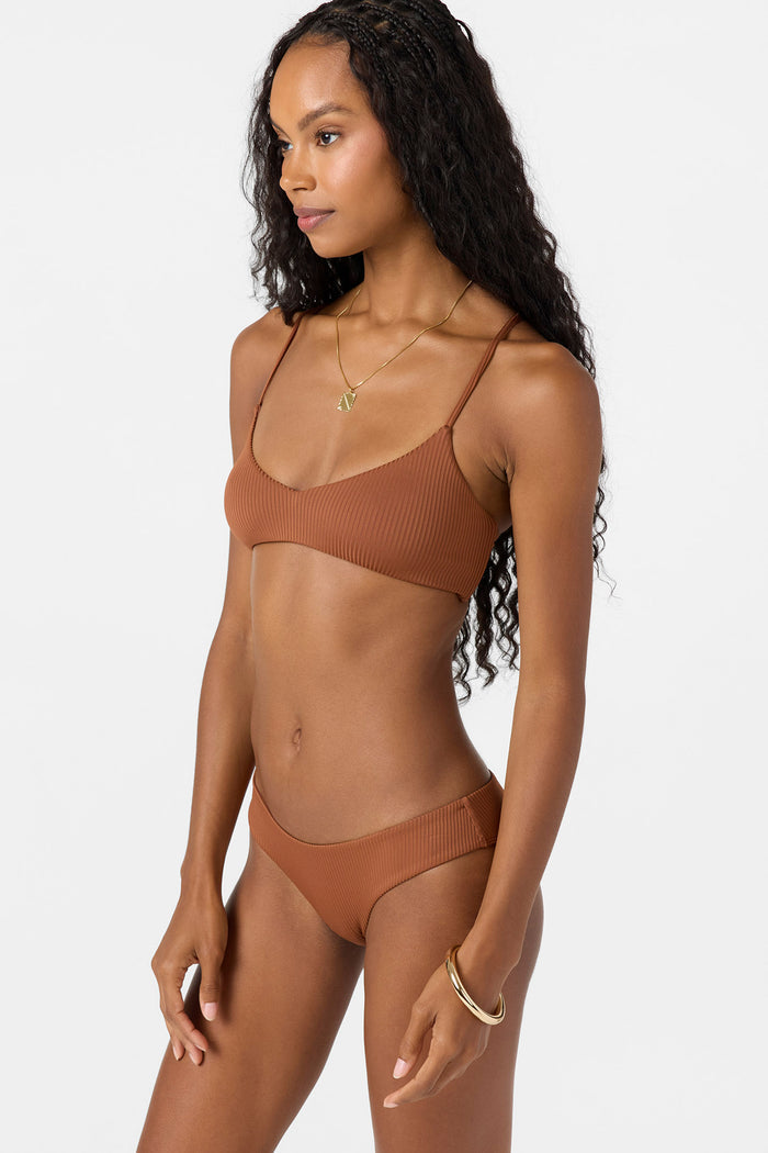 Saltwater Solids Rib Huntington Bralette Top - Rustic Brown | O'Neill