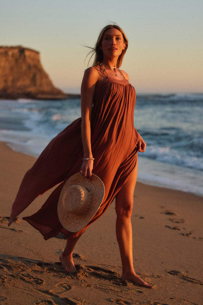 Saltwater Solids Sai Maxi Cover-Up Dress - Carob Brown | O'Neill