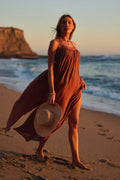 Saltwater Solids Sai Maxi Cover-Up Dress - Carob Brown | O'Neill