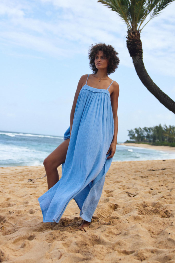 Saltwater Solids Sai Maxi Cover-Up Dress - Blue Glass | O'Neill