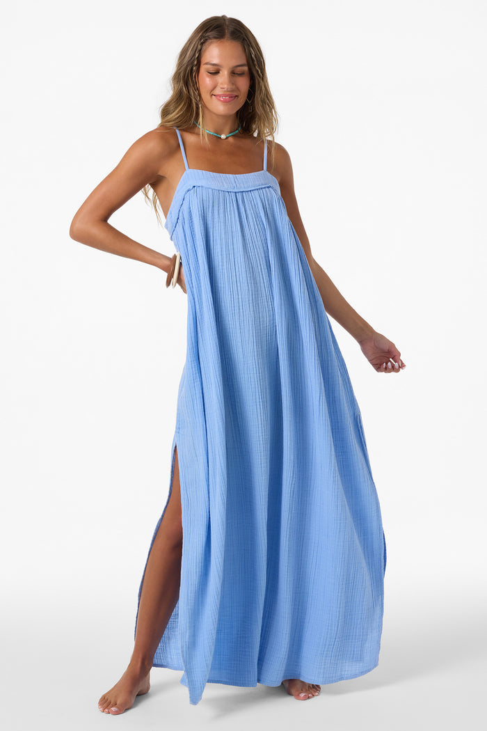 Saltwater Solids Sai Maxi Cover-Up Dress - Blue Glass | O'Neill