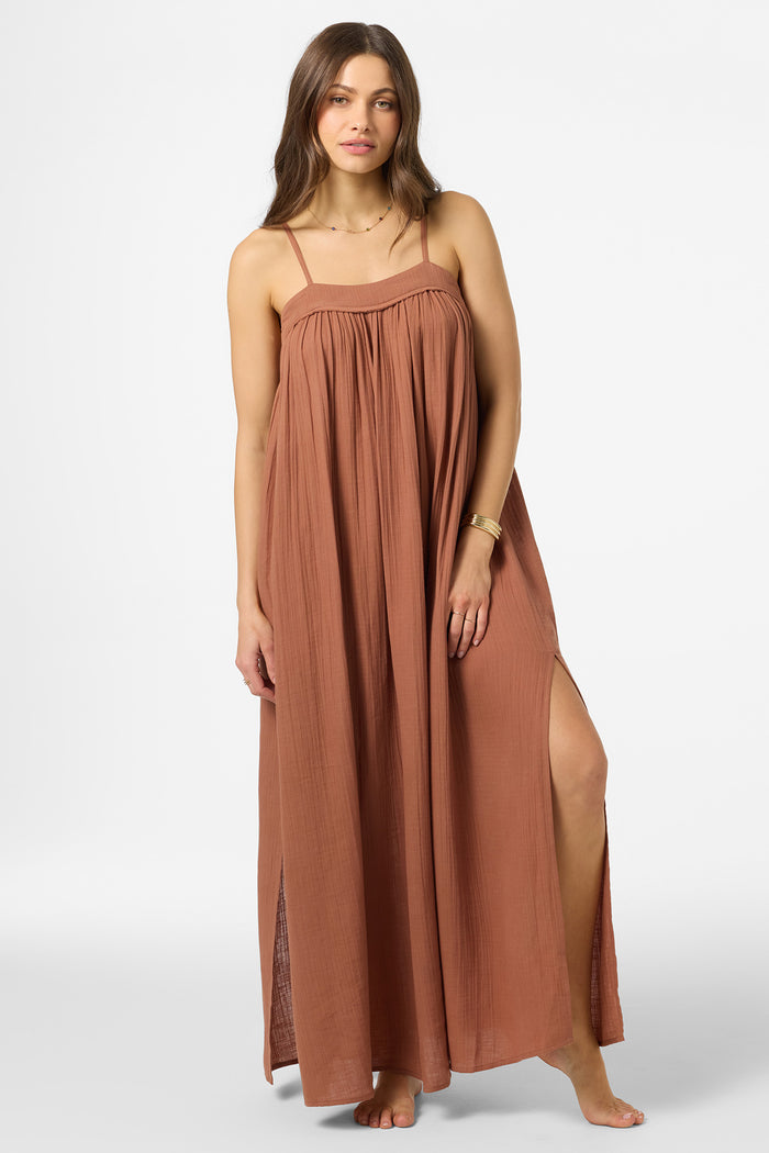 Saltwater Solids Sai Maxi Cover-Up Dress - Carob Brown | O'Neill