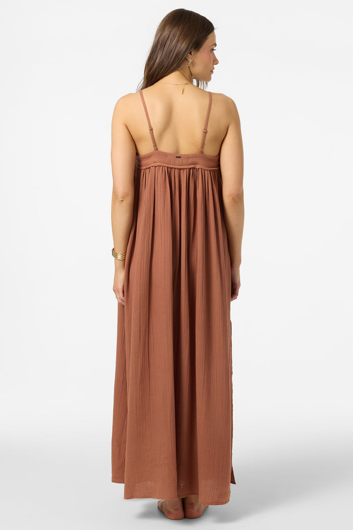 Saltwater Solids Sai Maxi Cover-Up Dress - Carob Brown | O'Neill