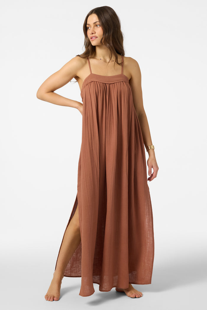 Saltwater Solids Sai Maxi Cover-Up Dress - Carob Brown | O'Neill