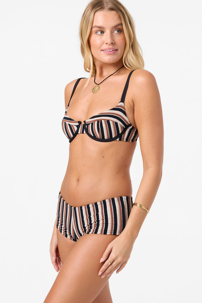 Sand Dollar Stripe Seashell Bra Top - Black | O'Neill