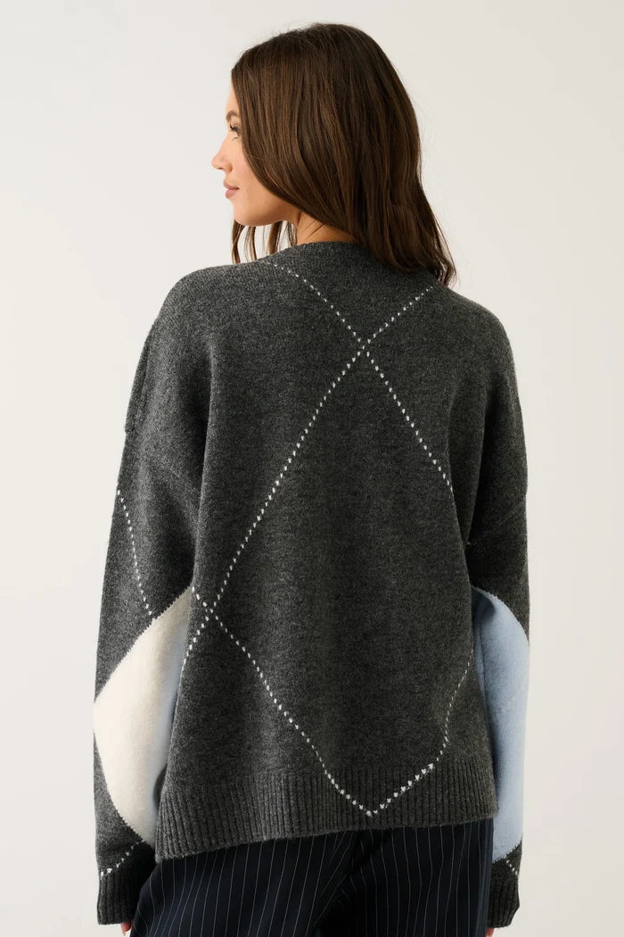 Sophie Charcoal Argyle Knit
