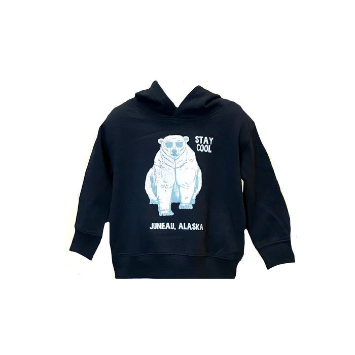 Stay cool kids hoodie with polar bear wearing sunglasses