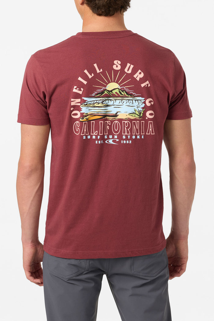 Surf, Sun, Stoke Standard Fit Tee - Oxblood Red | O'Neill
