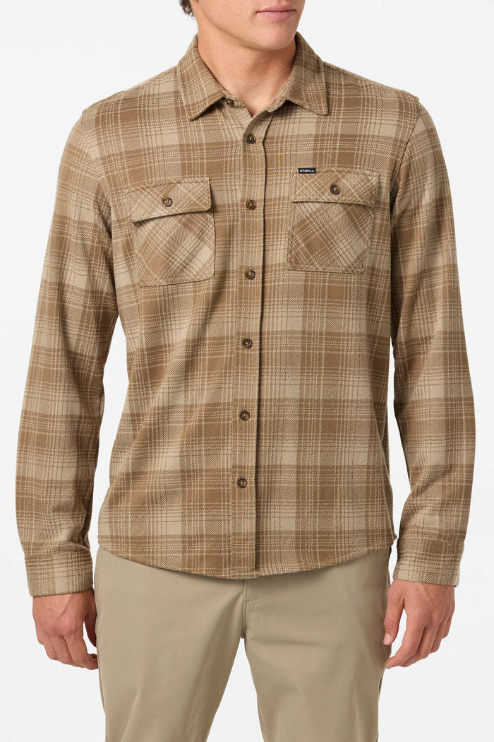 Sutton Knit Plaid Standard Fit Long Sleeve Shirt - Dark Khaki | O'Neill