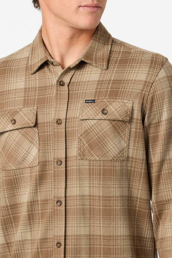 Sutton Knit Plaid Standard Fit Long Sleeve Shirt - Dark Khaki | O'Neill