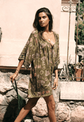 Spell women's Swan Lake Tunic Dress in Sage, ECOVERO viscose mini dress with swan floral print