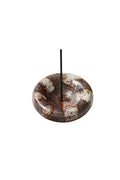 Spell The Vessel Holder in Chocolate ceramic incense holder with brown and cream stripe glaze