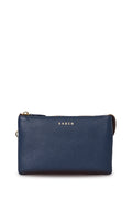 Blue wallet with 'SABEN' branding on a white background