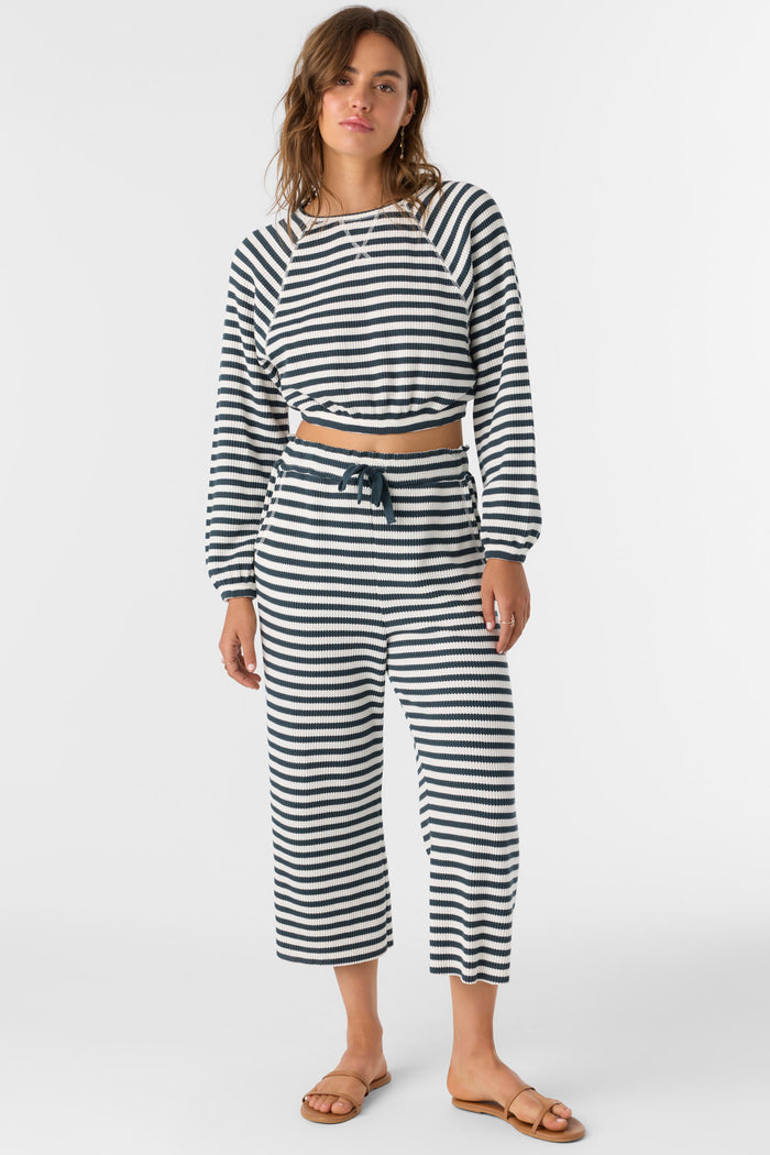 Tour Stripe Waffle Knit Cropped Lounge Pants - Slate | O'Neill