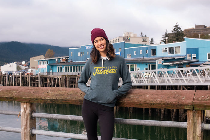 Maroon Beanie on the Juneau Cruise docks