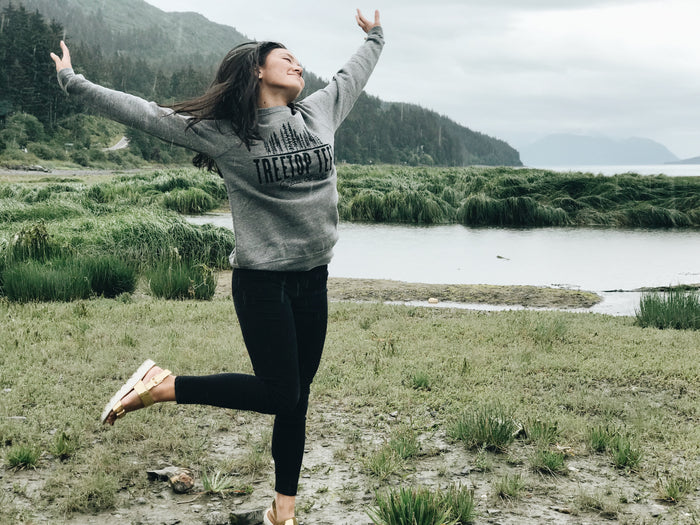 treetop sweatshirt dancing in the rain