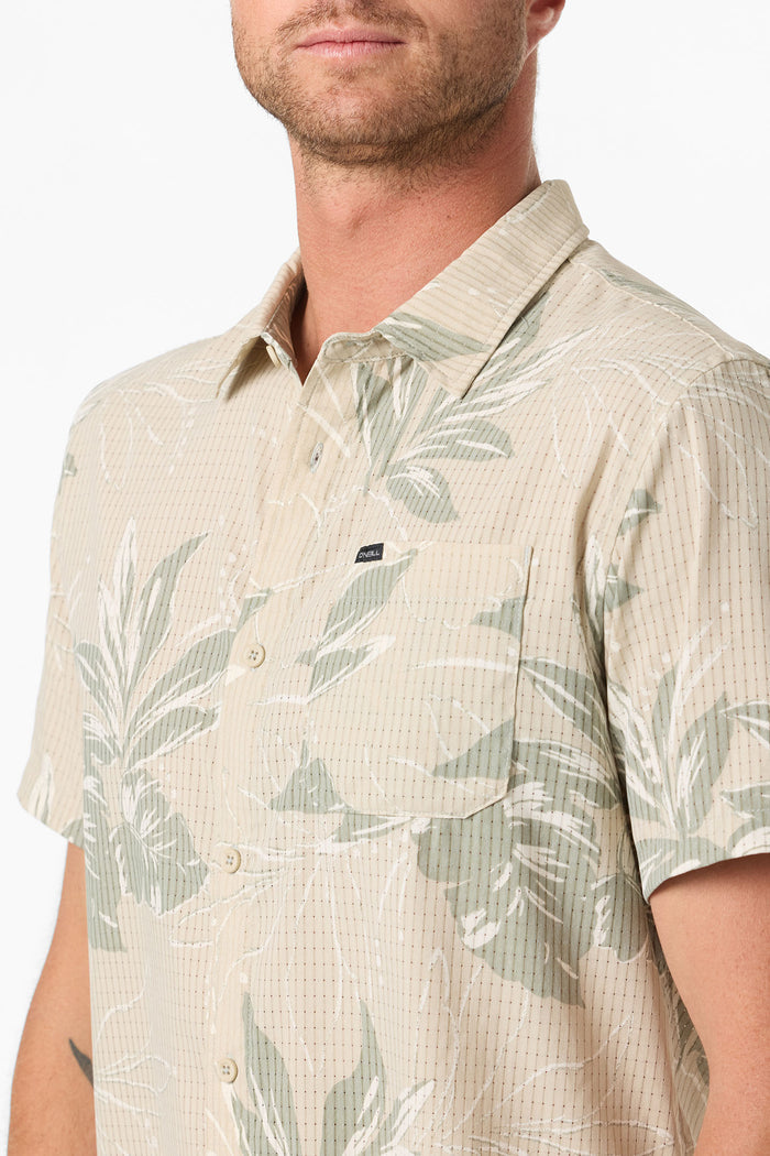 TRVLR Perforated Printed Standard Fit Shirt - Lt Khaki | O'Neill