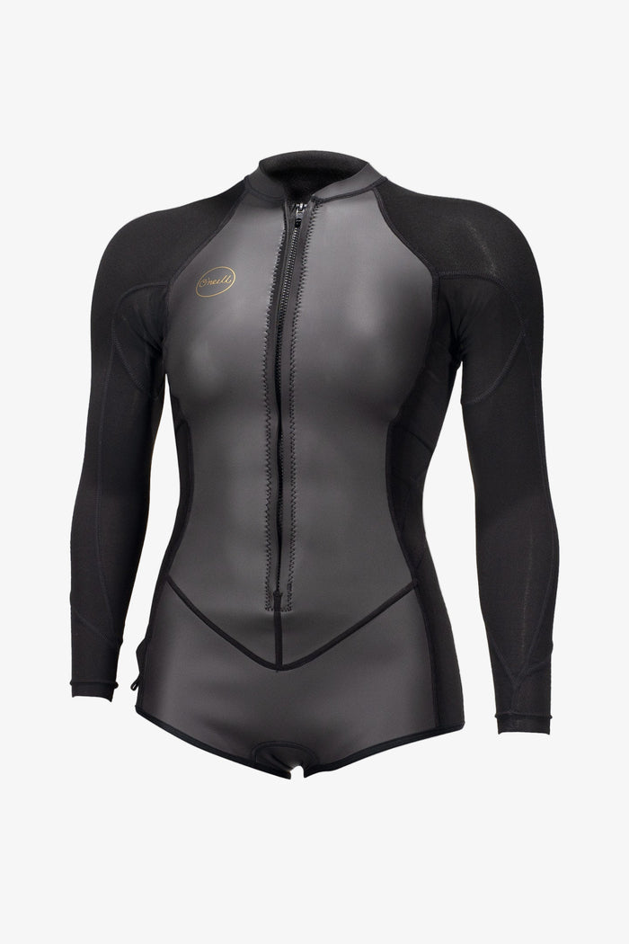 Women's Bahia 2/1mm Front Zip L/S Surf Suit - Glideblk/Blk/Blk | O'Neill