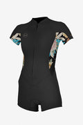 Women's Bahia 2mm Front Zip S/S Spring Wetsuit - Glblk/Flrl | O'Neill