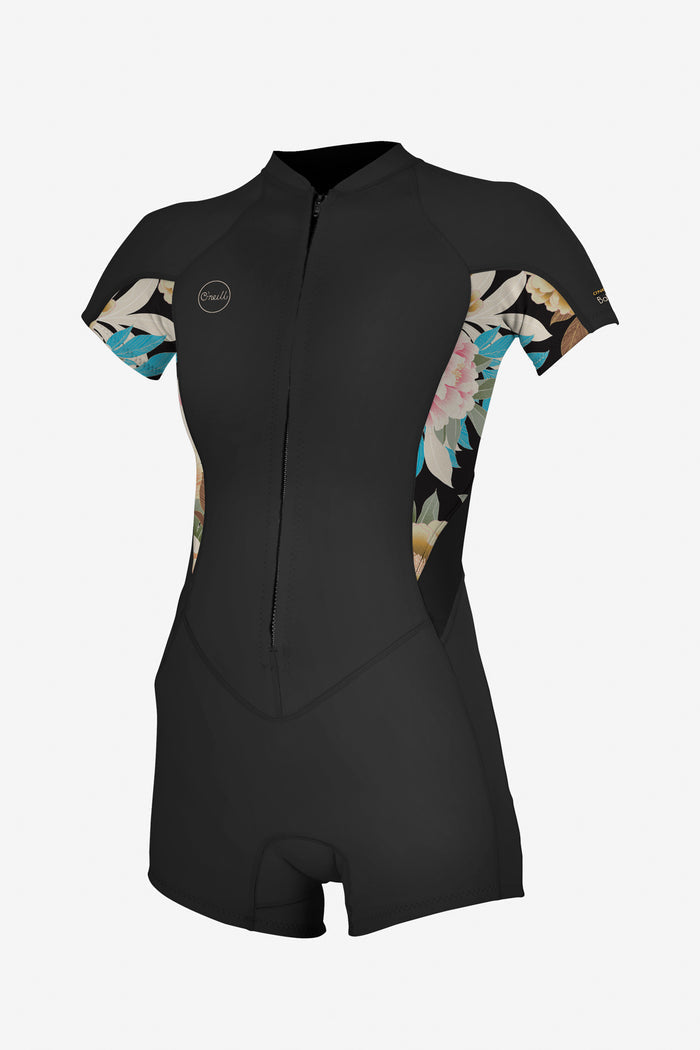 Women's Bahia 2mm Front Zip S/S Spring Wetsuit - Glblk/Flrl | O'Neill